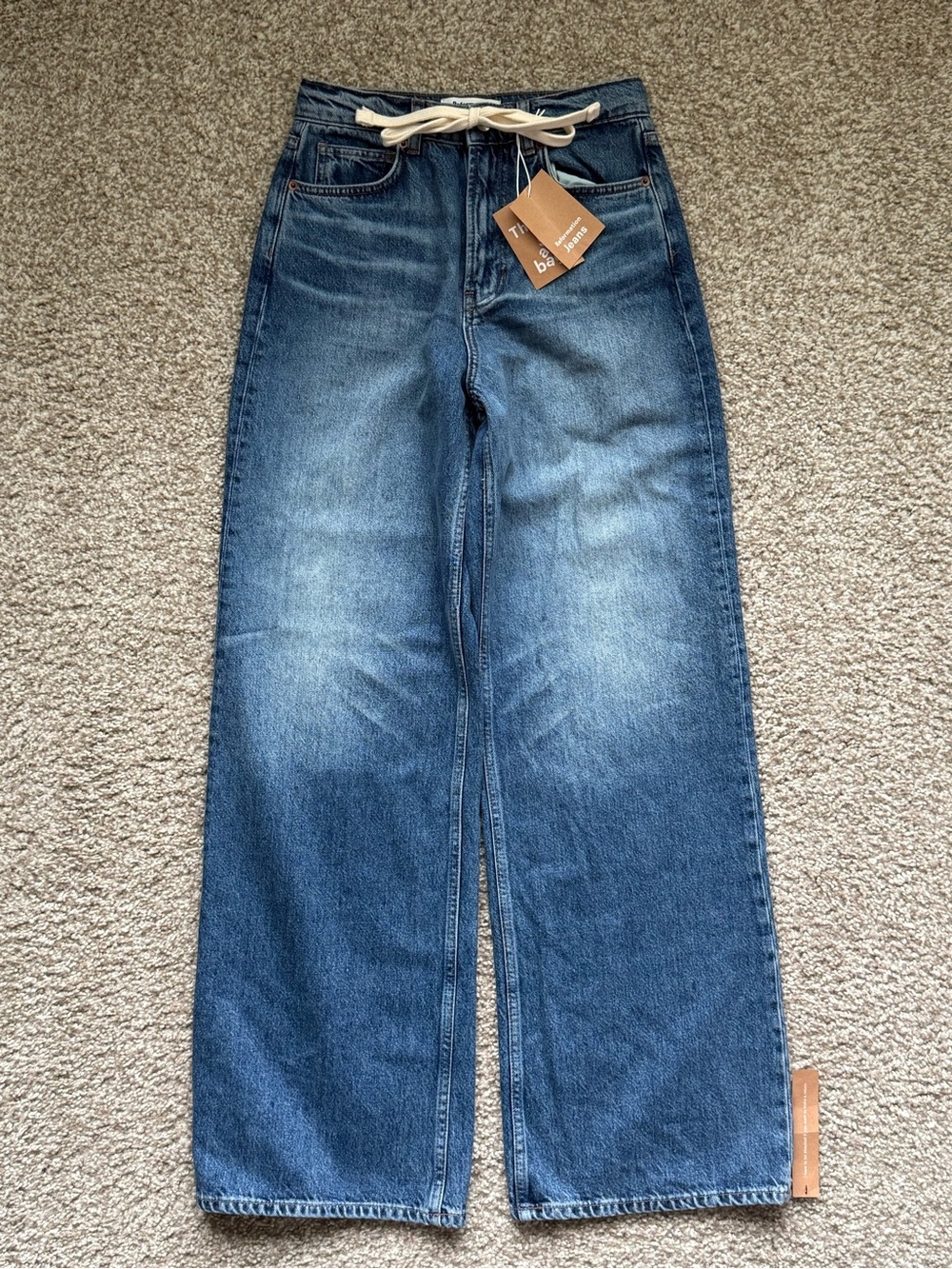 NWT Reformation Cary Drawstring Wide Leg Jeans High Rise Slouchy Fit Size 25 - Picture 2 of 4